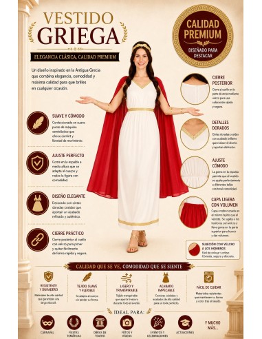 Costume Greca Taglia M | Costumi per Adulti Il Re del Carnevale